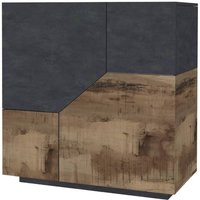 Kommode Nathan, 2-türiges Küchen-Sideboard, Wohnzimmer-Buffet, 100 % Made in Italy, 100 x 43 x 106 cm, Schiefer und Ahorn, von DMORA