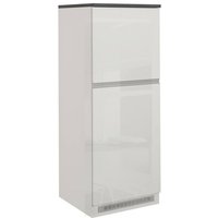 Küchen-Vorratsschrank Plinio, Mehrzweckschrank, 2-türiger Kühlschrankschrank, 100 % Made in Italy, 60 x 60 x 165 cm, glänzendes Weiß und Schiefer, von DMORA
