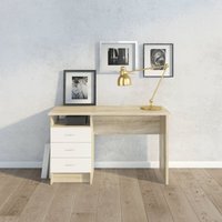 Linearer Schreibtisch mit drei Schubladen, Farbe Eiche weiß, Maße 120 x 72 x 48 cm - Dmora Linearer Schreibtisch mit drei Schubladen, Farbe Eiche weiß, Maße 120 x 72 x 48 cm - Dmora von DMORA