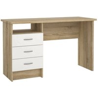 Linearer Schreibtisch mit drei Schubladen, Farbe Eiche weiß, Maße 120 x 72 x 48 cm - Dmora Linearer Schreibtisch mit drei Schubladen, Farbe Eiche weiß, Maße 120 x 72 x 48 cm - Dmora von DMORA