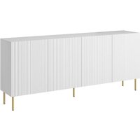 Londa Sideboard, Wohnzimmer-Sideboard mit vier Flügeltüren, hochgeklappt, 200x42 h82 cm, weiß Londa Sideboard, Wohnzimmer-Sideboard mit vier Flügeltüren, hochgeklappt, 200x42 h82 cm, weiß von DMORA