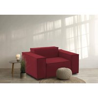 Lounge-Sessel Dbrogn, Lounge-Sessel, 100% Made in Italy, Relaxsessel aus gepolstertem Stoff, Cm 160x95h70, Rot - Dmora von DMORA