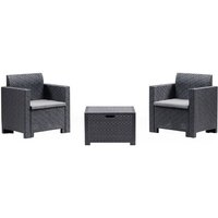 Lounge-Set für den Außenbereich Dkrajn, Gartenset mit Kissen, Lounge-Set für den Innenbereich in Rattan-Optik, 100 % Made in Italy, Anthrazit - Dmora Lounge-Set für den Außenbereich Dkrajn, Gartenset mit Kissen, Lounge-Set für den Innenbereich in Rattan-Optik, 100 % Made in Italy, Anthrazit - Dmora von DMORA