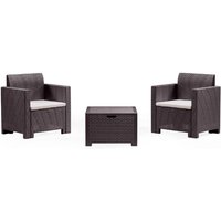 Lounge-Set für den Außenbereich Dkrajn, Gartenset mit Kissen, Lounge-Set für den Innenbereich in Rattan-Optik, 100 % Made in Italy, Braun - Dmora von DMORA