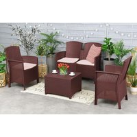 Lounge-Set für den Außenbereich Urano, Gartenmöbel-Set mit Kissen, Sitzbereich für den Innenbereich in Rattan-Optik, 100 % Made in Italy, Braun von DMORA