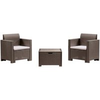 Loungeset für draußen Apis, Outdoor-Lounge mit Couchtisch, Terrassenset mit Kissen, Gartenkomposition mit Sofa und Sesseln, Made in Italy, Taube von DMORA