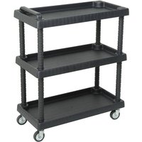 Mehrzweck 3 Shelle Polypropylenwagen mit Rädern, Radregal, 100% Made in Italy, 76x16h38 cm, Anthrazitfarbe - Dmora von DMORA
