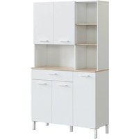 Mehrzweck-Kabinett Laredo, Hilfsküchenschrank, Sideboard mit 5 Türen und 1 Schublade mit Einlegeböden, Kleiderschrank öffnen, cm 108x40h186, Weiß und von DMORA
