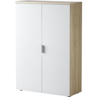 Mehrzweck-Kabinett Plano, Mehrzweckschrank mit 2 Türen, Schuhschrank mit 3 Einlegeböden, Modernes Schuhregal, cm 80x33h119, Eiche und Weiß - Dmora von DMORA