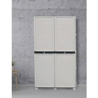 Dmora - Mehrzweckschrank für den Außen und Innenbereich, 2 Türen und 3 Polypropylen Regale, 100% Made in Italy, 100x39h172 cm, hellgraue Farbe von DMORA
