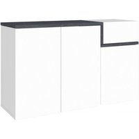 Modernes Schuhregal, Made in Italy, 3 Türen und 1 Klapptür, Eingangsschuhregal, 120x40h80 cm, Weiß glänzend und Schiefergrau - Dmora von DMORA