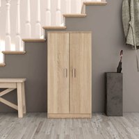 Multifunktions-Kleiderschrank mit 2 Türen mit 6 Regalen, Mehrzweck-Schuhregal, Aufbewahrungsschrank mit Regalen, cm 55x36h108, Farbe Eiche - Dmora von DMORA