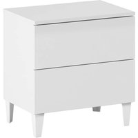 Nachttisch Nashville, Nachttisch mit 2 Schubladen, Nachttisch, Niedrige Kommode für Schlafzimmer, cm 50x34h49, Glänzend Weiß - Dmora von DMORA