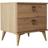 Nachttisch Saphira, Niedrige Kommode, Tisch, Multifunktionaler Nachttisch, 52x45 h55 cm, Eiche - Dmora von DMORA