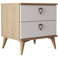 Nachttisch Saphira, Niedrige Kommode, Tisch, Multifunktionaler Nachttisch, 52x45 h55 cm, Eiche und Weiß - Dmora von DMORA
