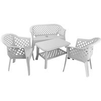 Outdoor-Lounge-Set Brescia, Gartengarnitur mit 2 Sesseln, 1 Bank und 1 Couchtisch, Sitzecke für drinnen und draußen, 100 % Made in Italy, Weiß - Dmora Outdoor-Lounge-Set Brescia, Gartengarnitur mit 2 Sesseln, 1 Bank und 1 Couchtisch, Sitzecke für drinnen und draußen, 100 % Made in Italy, Weiß - Dmora von DMORA