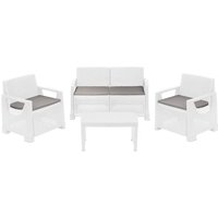 Outdoor-Lounge-Set Covo, 4-sitzige Outdoor-Sitzgruppe, Weiß Outdoor-Lounge-Set Covo, 4-sitzige Outdoor-Sitzgruppe, Weiß von DMORA