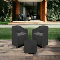 Outdoor-Lounge-Set Dandrean, Gartenkomposition mit 2 Sesseln und 1 Couchtisch, Lounge für drinnen und draußen mit Kissen, 100 % Made in Italy, von DMORA