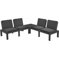 Outdoor-Lounge-Set Dmur, Gartenset mit 4 Sitzen mit Rückenlehne und 1 Multifunktionsmodul, Sitzecke mit Kissen, 100 % Made in Italy, Anthrazit - Dmora von DMORA