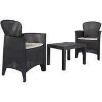 Outdoor-Lounge-Set Foggia, Gartengarnitur mit 2 Sesseln und 1 Couchtisch, Sitzgruppe in Rattan-Optik mit Kissen, 100 % Made in Italy, Anthrazit Outdoor-Lounge-Set Foggia, Gartengarnitur mit 2 Sesseln und 1 Couchtisch, Sitzgruppe in Rattan-Optik mit Kissen, 100 % Made in Italy, Anthrazit von DMORA