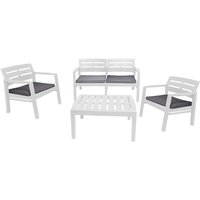 Outdoor-Lounge-Set Massa, Gartengarnitur mit 2 Sesseln, 1 Sofa und 1 Couchtisch, Innen- und Außensitzgruppe mit Kissen, 100 % Made in Italy, Weiß Outdoor-Lounge-Set Massa, Gartengarnitur mit 2 Sesseln, 1 Sofa und 1 Couchtisch, Innen- und Außensitzgruppe mit Kissen, 100 % Made in Italy, Weiß von DMORA