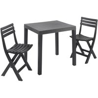 Outdoor-Lounge-Set Ortisei, Gartenset mit 1 rechteckigen Tisch und 2 Klappstühlen, Pic Nic Indoor- und Outdoor-Set, 100 % Made in Italy, Anthrazit, Outdoor-Lounge-Set Ortisei, Gartenset mit 1 rechteckigen Tisch und 2 Klappstühlen, Pic Nic Indoor- und Outdoor-Set, 100 % Made in Italy, Anthrazit, von DMORA