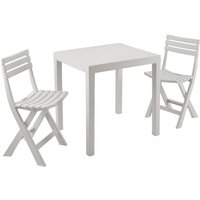Outdoor-Lounge-Set Ortisei, Gartenset mit 1 rechteckigen Tisch und 2 Klappstühlen, Pic Nic Indoor- und Outdoor-Set, 100 % Made in Italy, Weiß, mit Outdoor-Lounge-Set Ortisei, Gartenset mit 1 rechteckigen Tisch und 2 Klappstühlen, Pic Nic Indoor- und Outdoor-Set, 100 % Made in Italy, Weiß, mit von DMORA