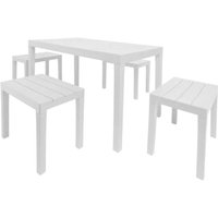 Outdoor-Lounge-Set Sanremo, Gartenset mit 1 rechteckigem Tisch und 4 Bänken, Indoor- und Outdoor-Set für Pic Nic, 100 % Made in Italy, Weiß - Dmora Outdoor-Lounge-Set Sanremo, Gartenset mit 1 rechteckigem Tisch und 4 Bänken, Indoor- und Outdoor-Set für Pic Nic, 100 % Made in Italy, Weiß - Dmora von DMORA