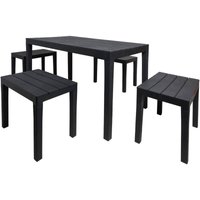 Outdoor-Lounge-Set Sanremo, Gartenset mit 1 rechteckigem Tisch und 4 Bänken, Picknickset für drinnen und draußen, 100 % Made in Italy, Anthrazit von DMORA