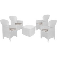 Outdoor Lounge Set Sulzano, Outdoor oder Indoor Lounge Set, 4 Sessel mit Armlehnen und einem Ablagetisch, Made in Italy, Weiß - Dmora Outdoor Lounge Set Sulzano, Outdoor oder Indoor Lounge Set, 4 Sessel mit Armlehnen und einem Ablagetisch, Made in Italy, Weiß - Dmora von DMORA