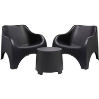 Outdoor-Sitzgruppe Cormons, Loungeset für 2 Personen, Schwarz Outdoor-Sitzgruppe Cormons, Loungeset für 2 Personen, Schwarz von DMORA