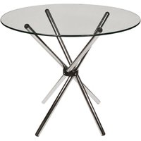 Runder Tisch, Couchtisch mit Platte aus gehärtetem Glas und Beinen aus verchromtem Stahl, 90x90h75 cm, Transparente Farbe - Dmora von DMORA