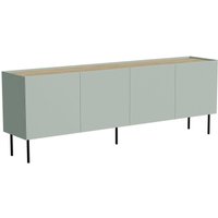 Sagrado Sideboard, Wohnzimmer-Sideboard mit vier Flügeltüren und Innenfächern, vom Boden abgehoben, 200 x 40 x 70 cm, Grün und Eiche Sagrado Sideboard, Wohnzimmer-Sideboard mit vier Flügeltüren und Innenfächern, vom Boden abgehoben, 200 x 40 x 70 cm, Grün und Eiche von DMORA