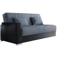 Schlafsofa Sergio, 3-Sitzer-Container-Schlafsofa aus Kunstleder und Stoff, Wohnzimmersofa mit Klick-Klack-Öffnung und 2 Kissen inklusive, Cm von DMORA