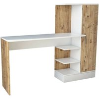 Schreibtisch Ancha, Mehrzweckschreibtisch, Bürotisch für pc, Eckschreibtisch, 152x40h120 cm, Eiche und Weiß, mit verstärkter Verpackung - Dmora Schreibtisch Ancha, Mehrzweckschreibtisch, Bürotisch für pc, Eckschreibtisch, 152x40h120 cm, Eiche und Weiß, mit verstärkter Verpackung - Dmora von DMORA