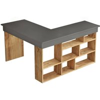Schreibtisch Angete, Mehrzweckschreibtisch, Bürotisch für pc, Eckschreibtisch, 129x120h72 cm, Eiche und Schwarz, mit verstärkter Verpackung - Dmora Schreibtisch Angete, Mehrzweckschreibtisch, Bürotisch für pc, Eckschreibtisch, 129x120h72 cm, Eiche und Schwarz, mit verstärkter Verpackung - Dmora von DMORA