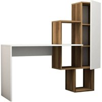 Schreibtisch Dmambrin, Mehrzweckschreibtisch, Bürotisch für pc, Eckschreibtisch, 145x45h75 cm, Walnuss und Weiß - Dmora von DMORA