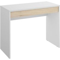 Schreibtisch Forato, platzsparender Mehrzweck-Büroschreibtisch, linearer Arbeitstisch mit 1 Schublade, 90 x 50 x 74 cm, Weiß und Eiche - Dmora Schreibtisch Forato, platzsparender Mehrzweck-Büroschreibtisch, linearer Arbeitstisch mit 1 Schublade, 90 x 50 x 74 cm, Weiß und Eiche - Dmora von DMORA