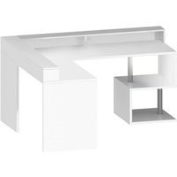 Schreibtisch Sansone, Eckschreibtisch mit Ablagefächern, Mehrzweck-Büroschreibtisch mit Platte, 180x92,5x160 cm, Weiß, mit verstärkter Verpackung von DMORA