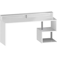 Schreibtisch Serafino, linearer Schreibtisch mit Ablagefächern, Mehrzweck-Büroschreibtisch mit Platte, 180x60h93 cm, Weiß, mit verstärkter Verpackung Schreibtisch Serafino, linearer Schreibtisch mit Ablagefächern, Mehrzweck-Büroschreibtisch mit Platte, 180x60h93 cm, Weiß, mit verstärkter Verpackung von DMORA