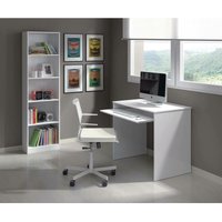 Dmora - Schreibtisch Dayton, Schreibtisch mit Regal, PC-Halter Arbeitstisch für Büro oder Schlafzimmer, Schreibtisch, cm 90x54h79, Weiß von DMORA