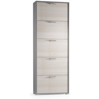 Schuhregal Margherita, Mehrzweck - Eingangsmöbel mit 5 Klapptüren, Moderner Schuhschrank, 100% Made in Italy, Cm 67x18h184, Lärche - Dmora von DMORA