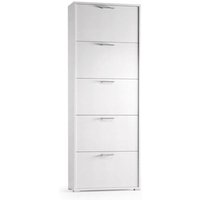 Schuhregal Margherita, Mehrzweck - Eingangsmöbel mit 5 Klapptüren, Moderner Schuhschrank, 100% Made in Italy, Cm 67x18h184, Weiß - Dmora von DMORA