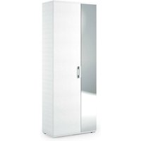 Schuhregal Tarassaco, Mehrzweck - Dielenmöbel mit Spiegeltür, Moderner Schuhschrank mit 6 Einlegeböden, 100% Made in Italy, Cm 72x37h195, Weiß - Dmora von DMORA