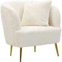 Sessel Landi, Gepolsterter Sitz, Einzelsofa im Wohnzimmer, Stuhl mit Armlehnen, 73x66 h78 cm, Weiß und Gold - Dmora Sessel Landi, Gepolsterter Sitz, Einzelsofa im Wohnzimmer, Stuhl mit Armlehnen, 73x66 h78 cm, Weiß und Gold - Dmora von DMORA