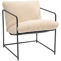 Sessel Poplar, Sessel mit Bouclé-Stoff bezogen, gepolsterter Stuhl, Sitz mit Metallarmlehnen, 61x67h75 cm, Beige - Dmora von DMORA