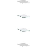 Set mit 4 Wandregalen, Made in Italy, 2 Regale aus gehärtetem Glas und zwei aus glänzend weißem Laminat, cm 20x27h1,6, Farbe weiß glänzend - Dmora Set mit 4 Wandregalen, Made in Italy, 2 Regale aus gehärtetem Glas und zwei aus glänzend weißem Laminat, cm 20x27h1,6, Farbe weiß glänzend - Dmora von DMORA