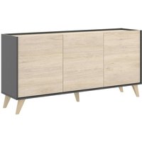 Sideboard Avez, Buffet für Wohnzimmer, Modernes Sideboard für Wohnzimmer mit 3 Türen, 155x43h75 cm, Eiche und Anthrazit - Dmora von DMORA
