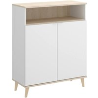 Sideboard Dmossin, Wohnzimmer-Pantry-Buffet, modernes Wohnzimmer-Sideboard mit 2 Türen, 80x40h102 cm, Weiß und Eiche - Dmora Sideboard Dmossin, Wohnzimmer-Pantry-Buffet, modernes Wohnzimmer-Sideboard mit 2 Türen, 80x40h102 cm, Weiß und Eiche - Dmora von DMORA