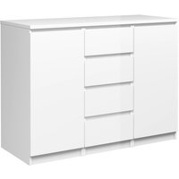 Sideboard mit Türen und Schubladen, weiß glänzend, 120 x 90 x 50 cm - Dmora von DMORA